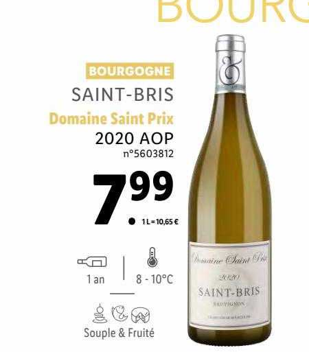 Bourgogne Saint-bris Domaine Saint Prix 2020 Aop