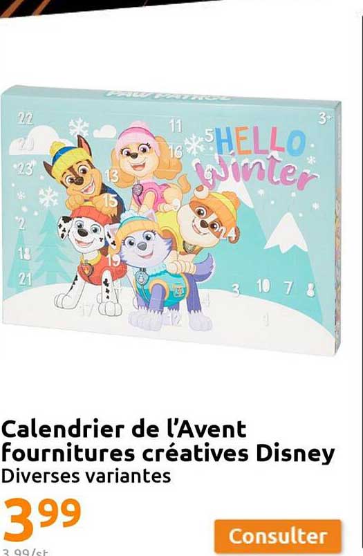 calendrier de l'avent fournitures créatives disney