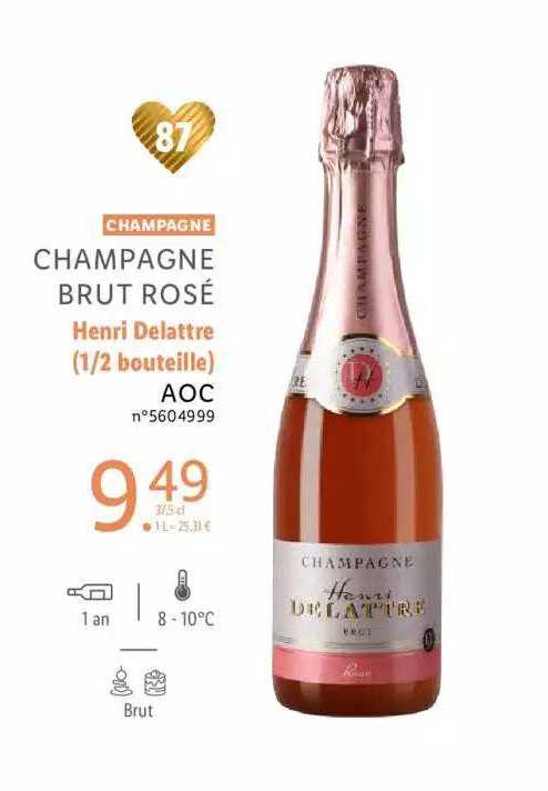 champagne brut rosé henri delattre (1-2 bouteille) aoc
