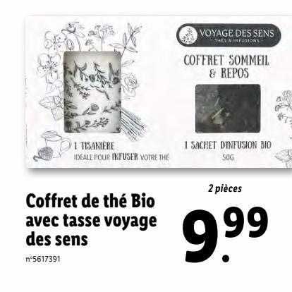 coffret de thé bio avec tasse voyage des sens