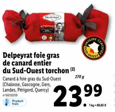delpeyrat foie gras de canard entier du sud-ouest torchon
