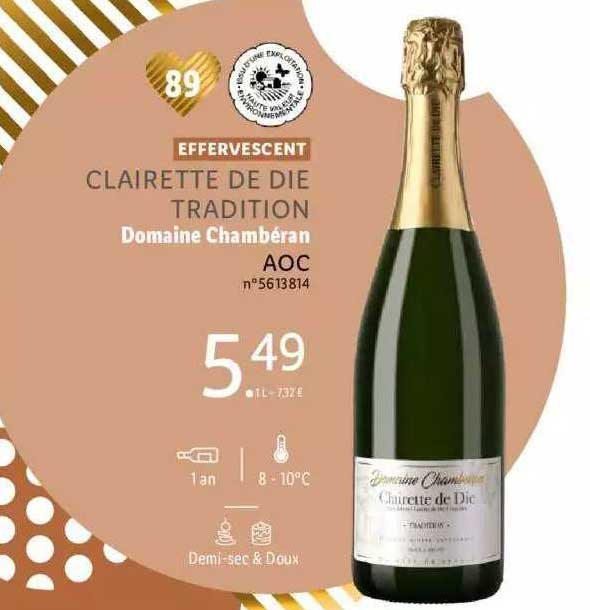 effervescent clairette de die tradition domaine chambéran aoc