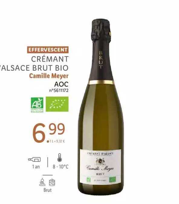 effervescent crémant d'alsace brut bio camille meyer aoc