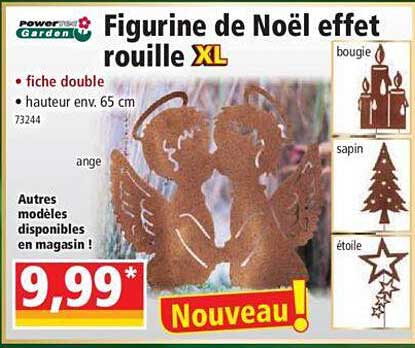figurine de noël effet rouille xl powertec garden