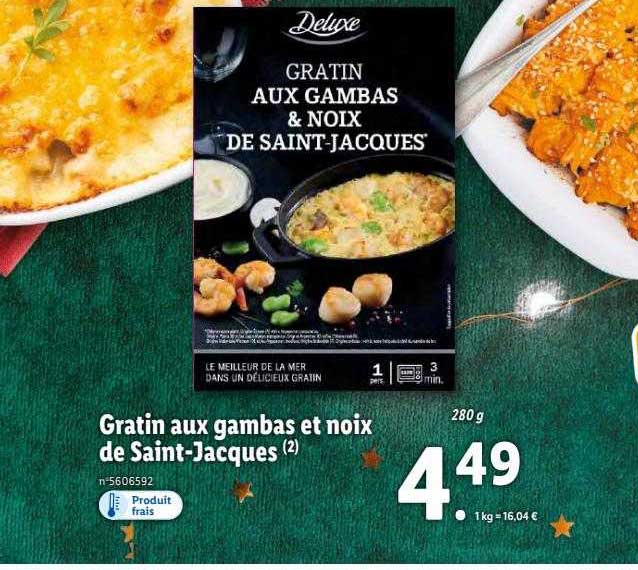 gratin aux gambas et noix de Saint-Jacques deluxe