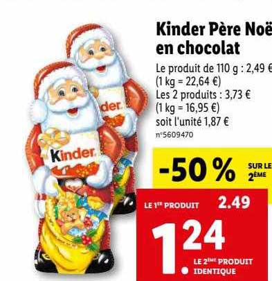 kinder père noël en chocolat