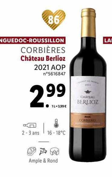 languedoc-roussillon corbières château berlioz 2021 aop