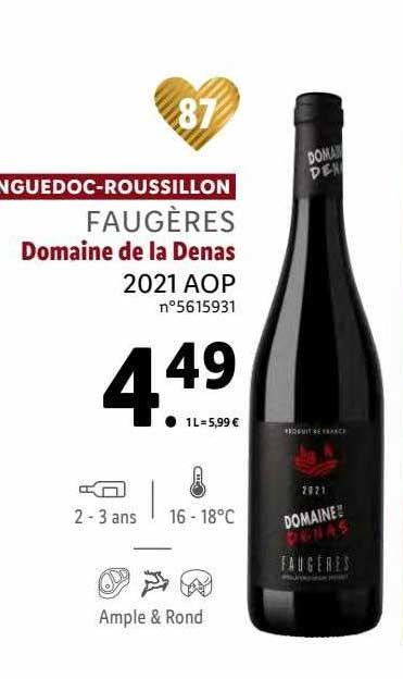languedoc-roussillon faugères domaine de la denas 2021 aop