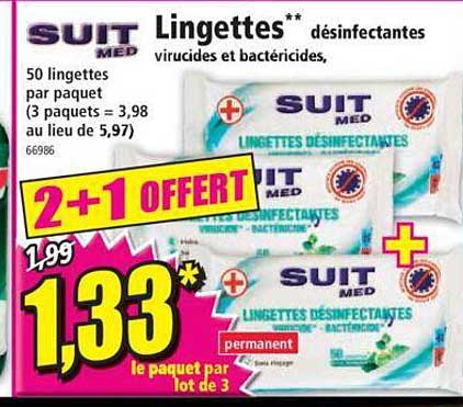 lingettes désinfectantes virucides et bactéricides suit med