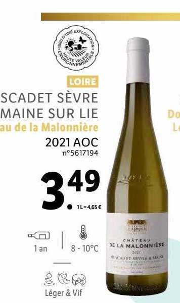 loire muscadet sèvre et maine sur lie château de la malonnière 2021 aoc
