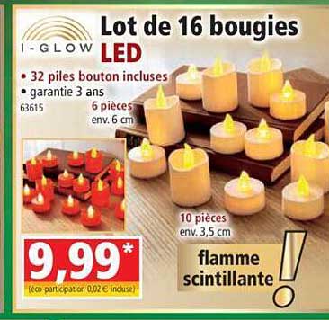 lot de 16 bougies led i-glow