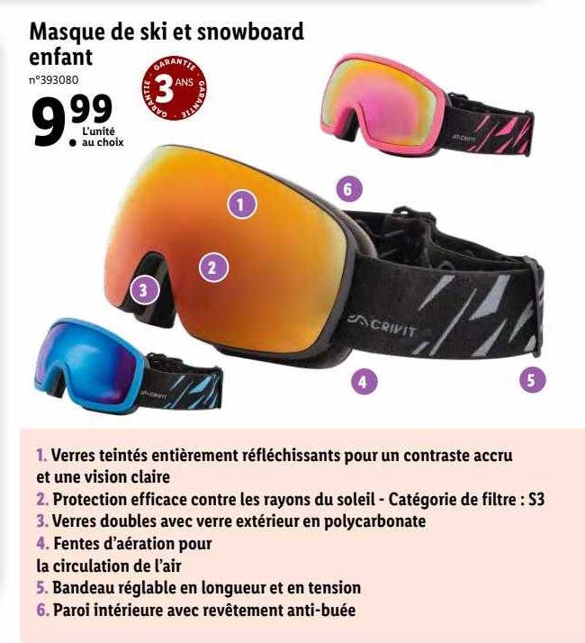 masque de ski et snowboard enfant