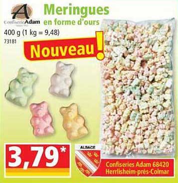 meringues en forme d'ours confiserie adam
