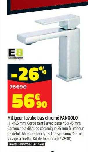 Mitigeur Lavabo Bas Chromé Fangolo