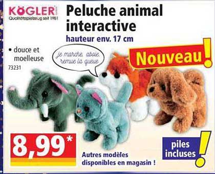 peluche animal interactive kögler