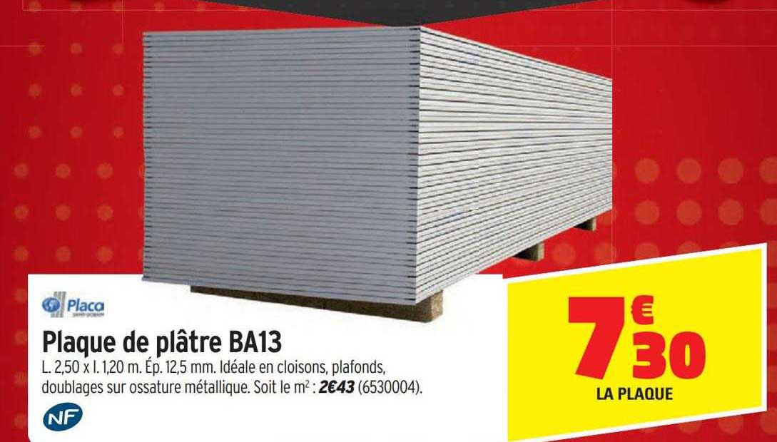 plaque de plâtre ba13 placo