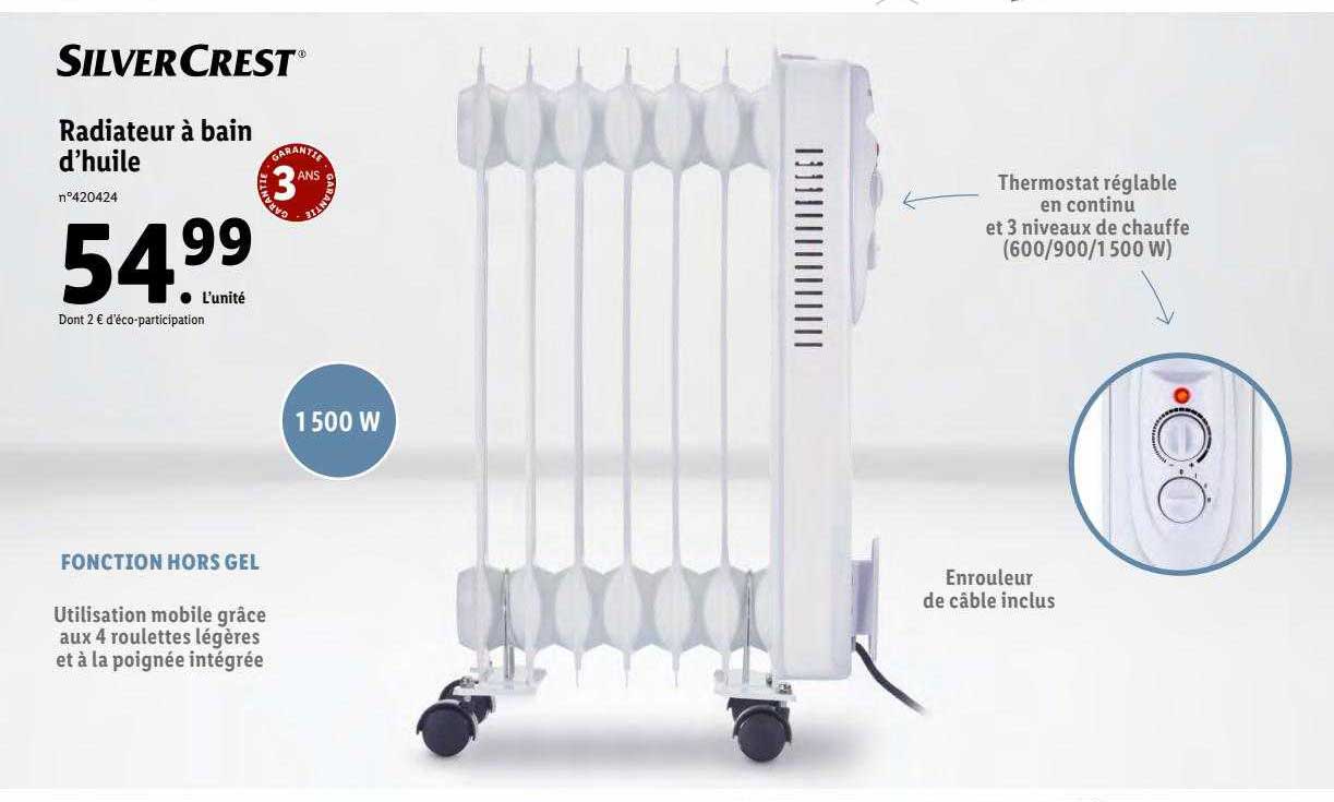 radiateur à bain d'huile silver crest