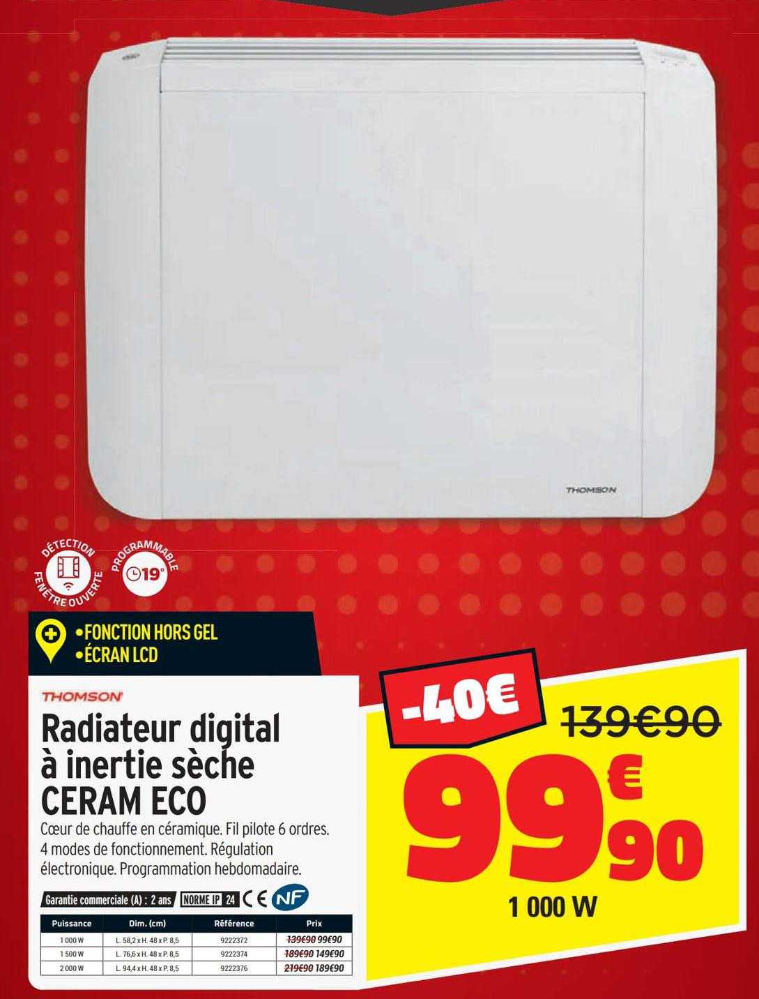 radiateur digital à inertie sèche ceram eco