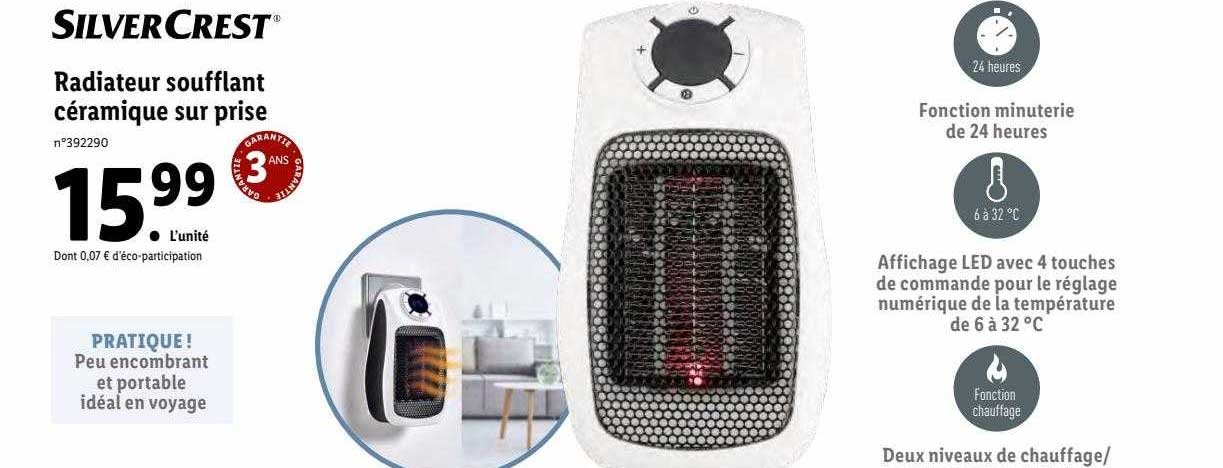 radiateur soufflant céramique sur prise silver crest