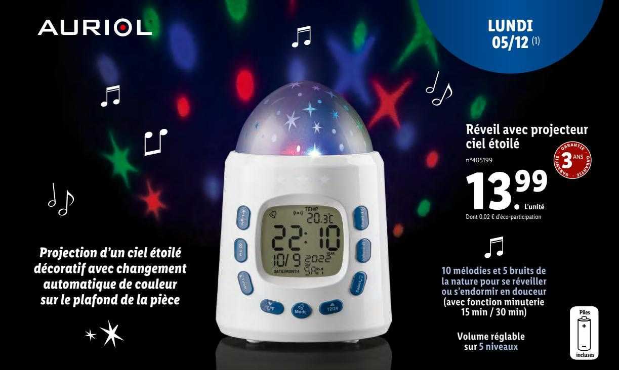 Réveil Avec Projecteur Ciel étoilé Auriol
