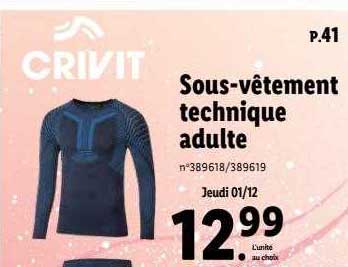 sous-vêtement technique adulte crivit