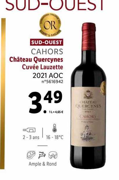 sud-ouest cahors château quercynes cuvée lauzette 2021 aoc