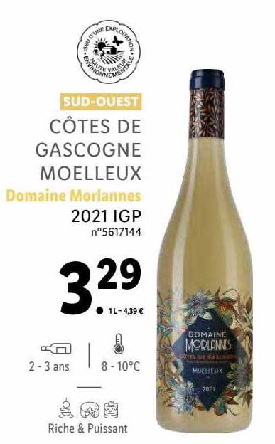 sud-ouest côtes de gascogne moelleux domaine morlannes 2021  igp