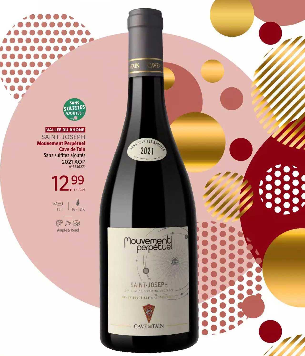 vallée du rhône saint-joseph mouvement perpetuel cave du tain sans sulfites ajoutés 2021 aop