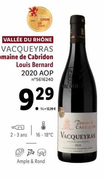 vallée du rhône vacqueyras domaine de cabridon louis bernard 2020 aop