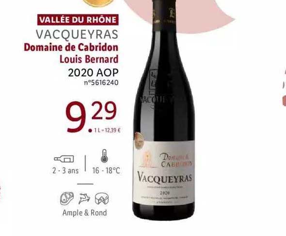 vallée du rhône vacqueyras domaine de cabridon louis bernard 2020 aop