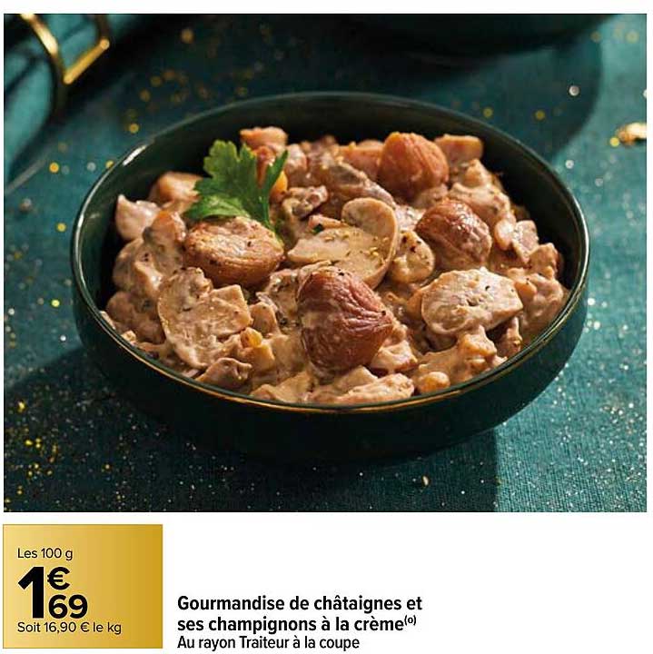 gourmandise de châtaignes et ses champignons à la crème