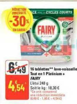 16 Tablettes Lave-vaisselle Tout En 1 Platinium + Fairy