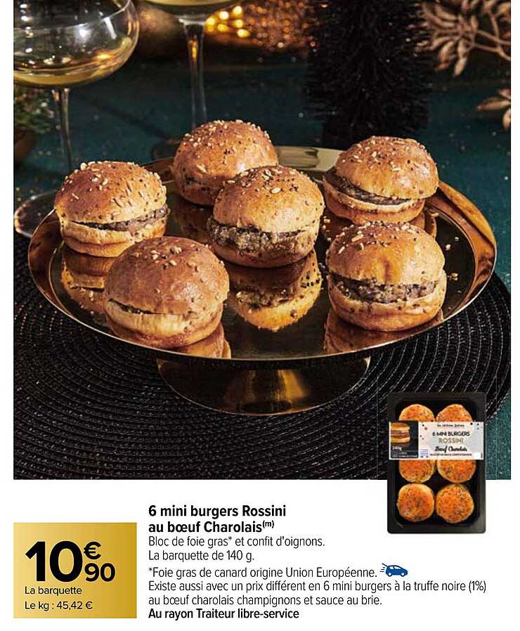 6 mini burgers rossini au bœuf charolais