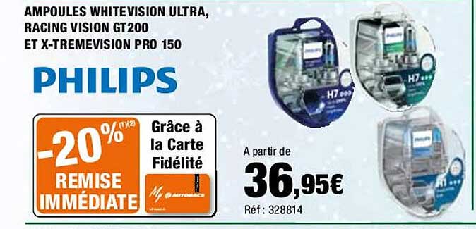 Ampoules White Vision Ultra, Racing Vision Gt200 Et X-tremevision Pro 150 Philips
