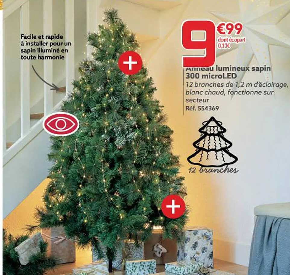 anneau lumineux sapin 300 microled