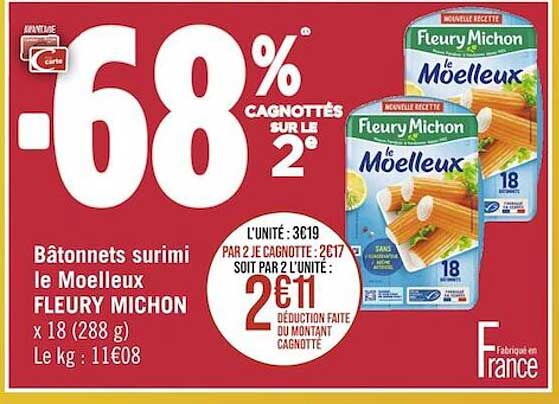 bâtonnets surimi le moelleux fleury michon