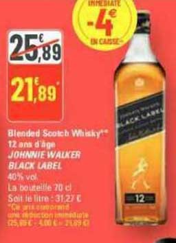 blended scotch whisky 12 ans d'âge johnnie walker black label