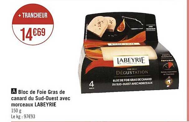 bloc de foie gras de canard du sud-ouest avec morceaux labeyrie