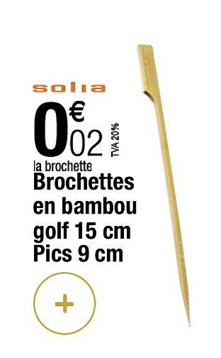 brochettes en bambou golf 15 cm pics 9 cm