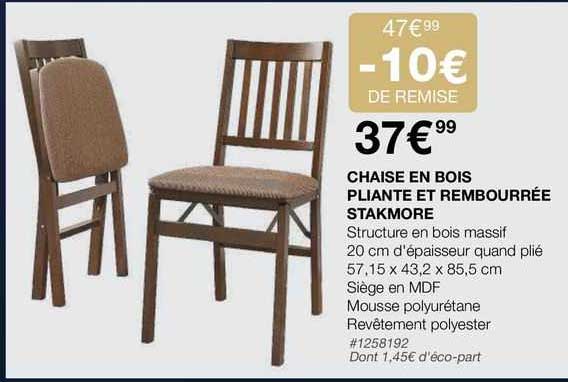 chaise en bois pliante et rembourrée stakmore