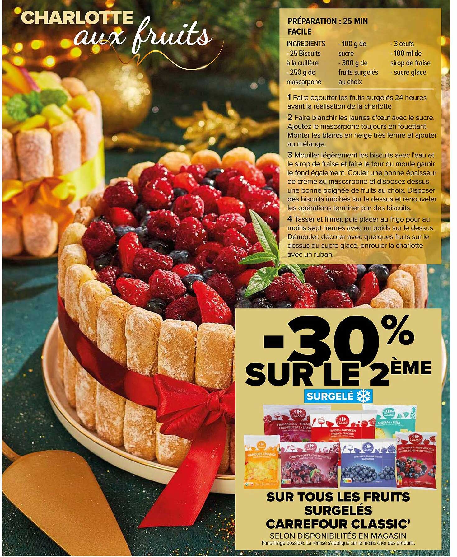 charlotte aux fruits, les fruits surgelés carrefour classic'