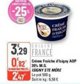 crème fraîche d'isigny aop 35% m.g. isigny ste mère