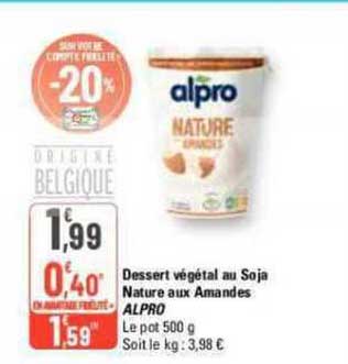 Dessert Végétal Au Soja Nature Aux Amandes Alpro