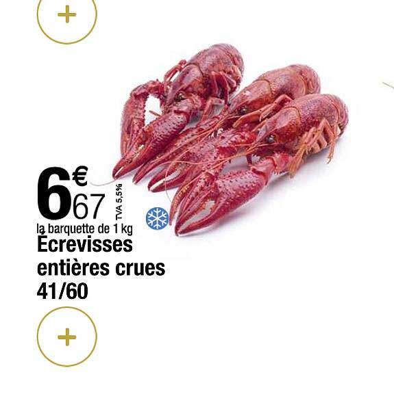 écrevisses entières crues 41/60