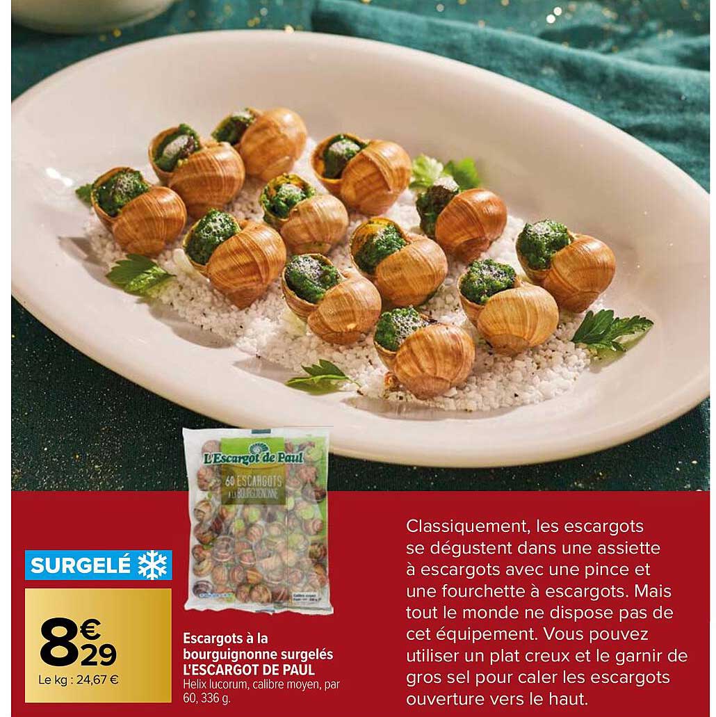 escargots à la bourguignonne surgelés l'escargot de paul