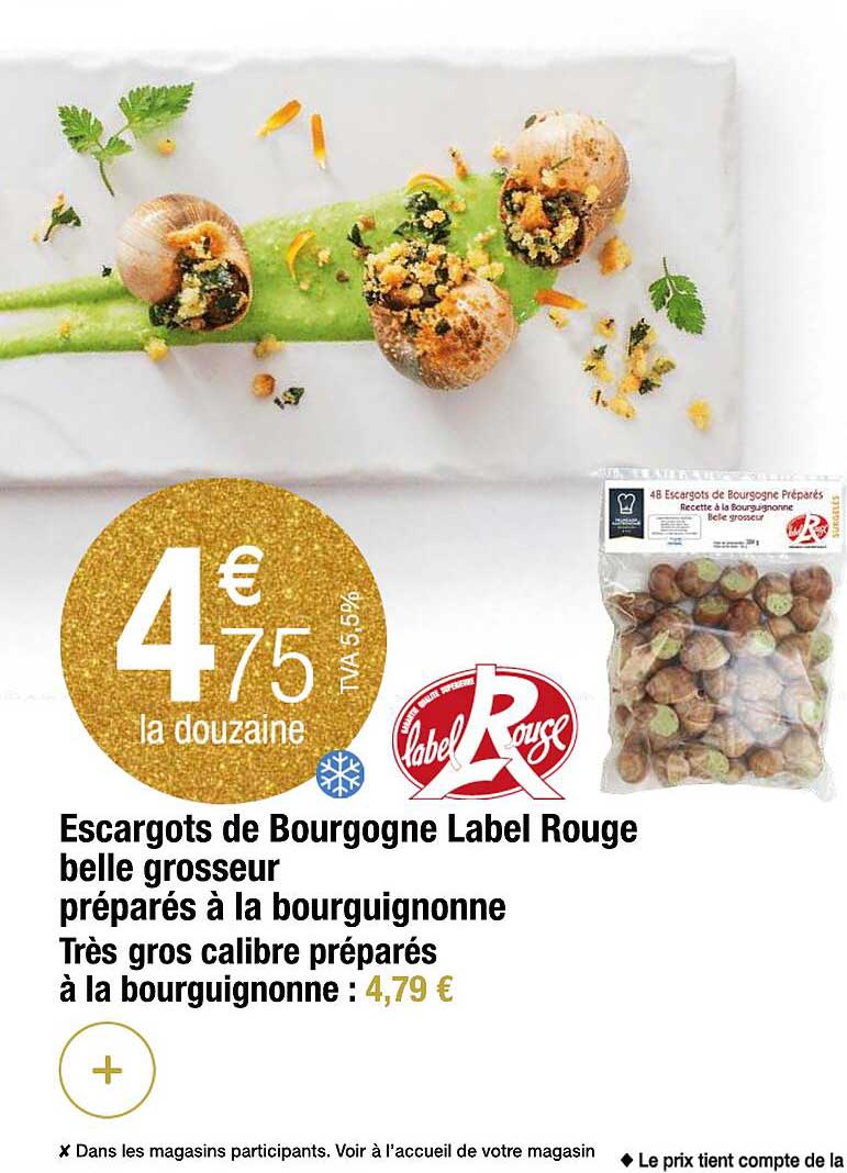 escargots de bourgogne label rouge belle grosseur préparés à la bourguignonne