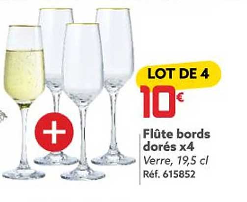 flûte bords dorés x 4