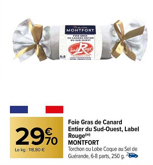 foie gras de canard entier du sud-ouest, label rouge montfort