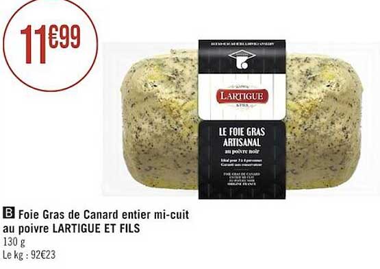 foie gras de canard entier mi-cuit au poivre lartigue et fils