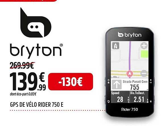 gps de vélo rider 750 e bryton